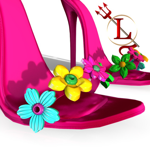 Magenta Flower Heels FREYA