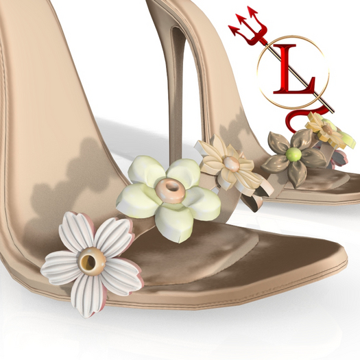Tan Flower Heels FREYA