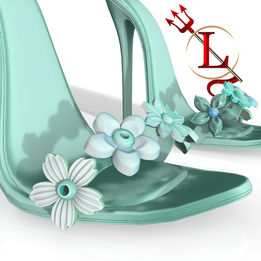 Teal Flower Heels FREYA