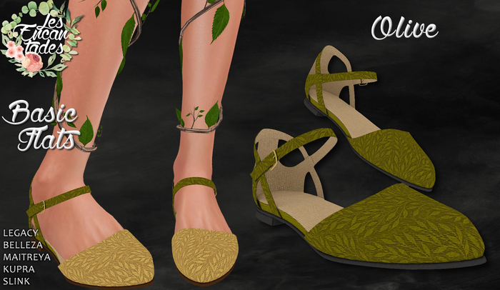 *LE* Basic Flats Olive - Medieval shoes