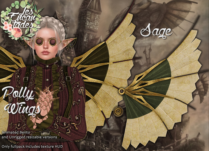 *LE* Polly Wings Sage - Steampunk wings