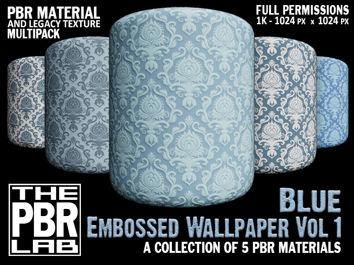 The PBR Lab - Embossed Wallpaper Blue Vol 1 Multipack