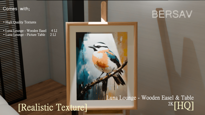 [BERSAV] Luna Lounge - Wooden Easel & Table (Add)