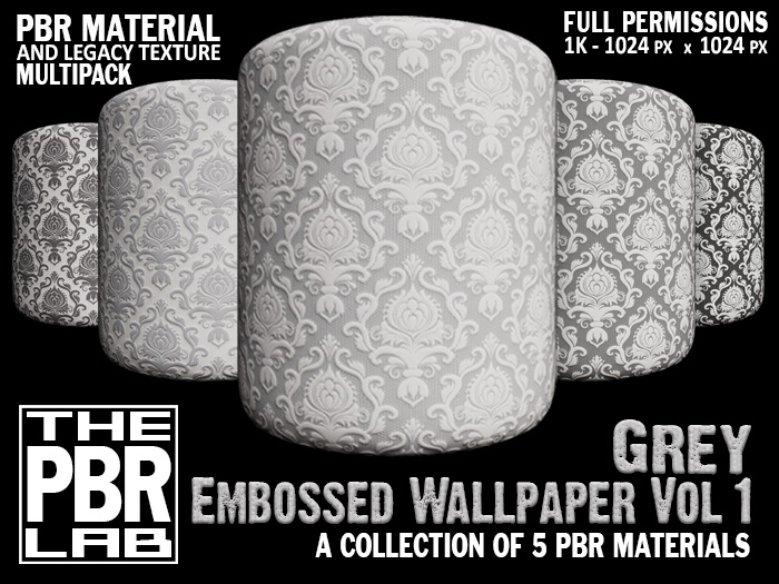 The PBR Lab - Embossed Wallpaper Grey Vol 1 Multipack