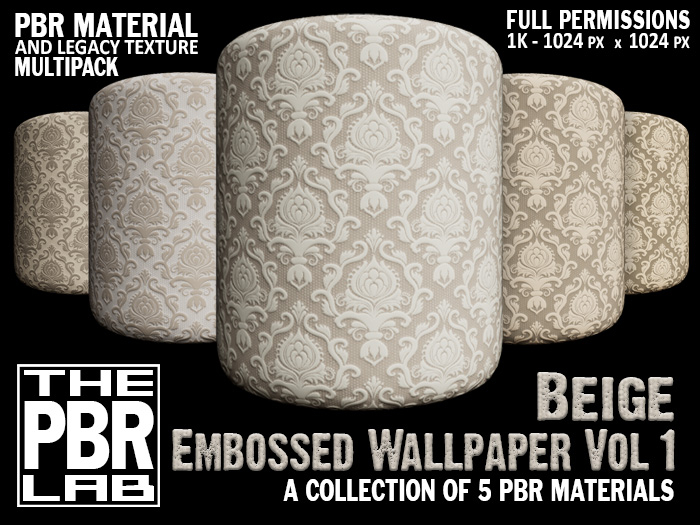 The PBR Lab - Embossed Wallpaper Beige Vol 1 Multipack