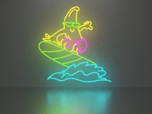 Banana on a surfboard neon sign Full Permission