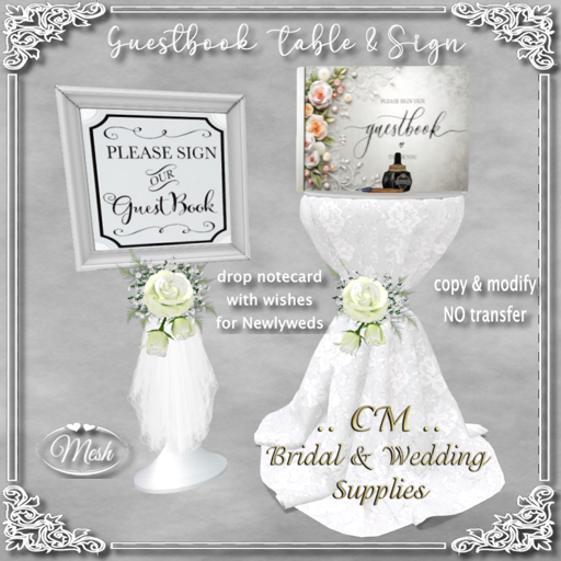 CM..Guestbook Table & Sign White