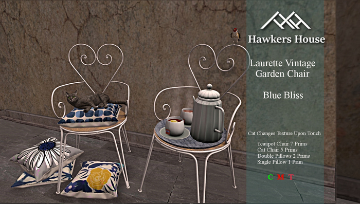 *HH* Laurette Vintage Garden Chairs Blue Bliss