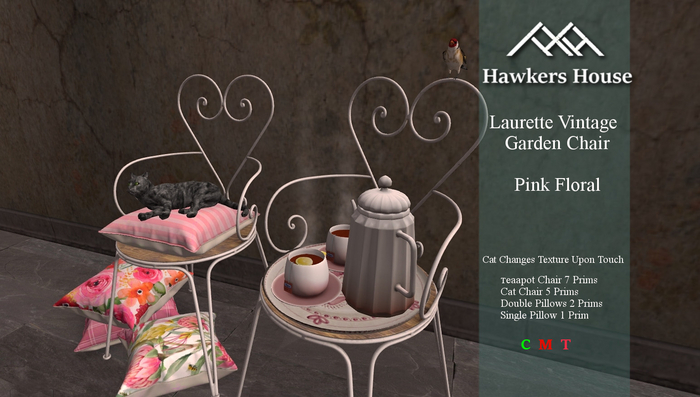 *HH* Laurette Vintage Garden Chairs Pink Floral