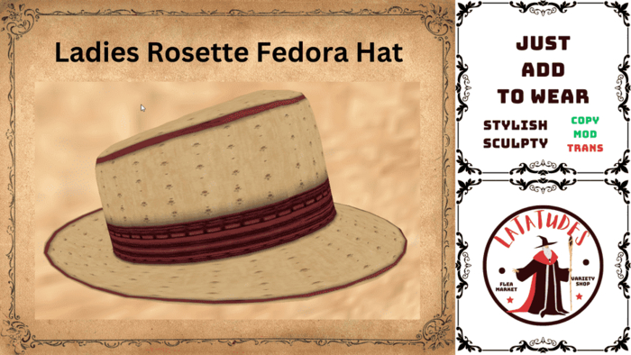 Ladies Rosette Fedora Hat