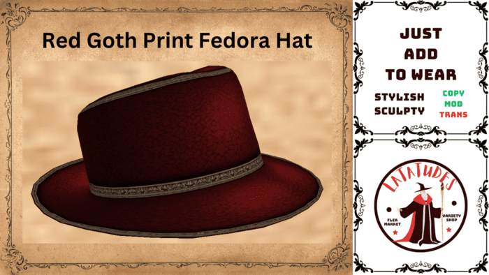 Ladies Red Goth Fedora Hat