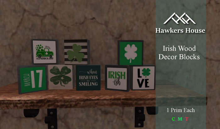*HH* Irish Decor Wood Decor Blocks