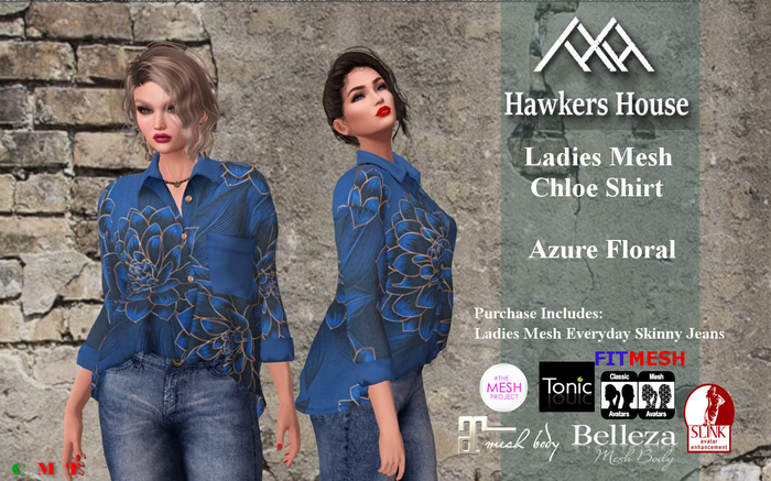 *HH* Ladies Mesh Chloe Shirt Azure Floral