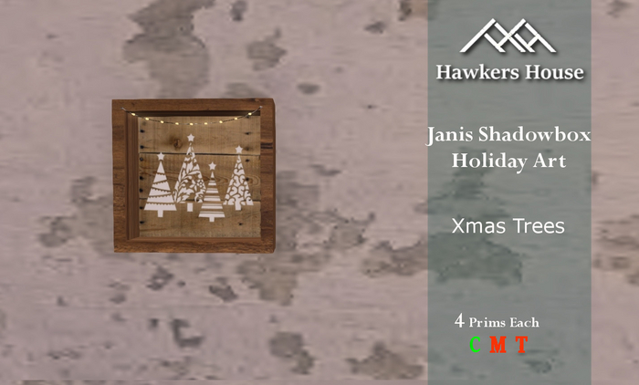 *HH* Janis Shadowbox Holiday Art Xmas Trees