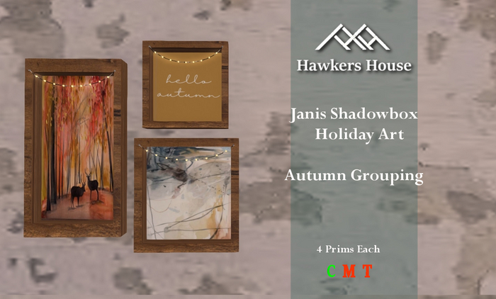 *HH* Janis Shadowbox Holiday Art Autumn Grouping