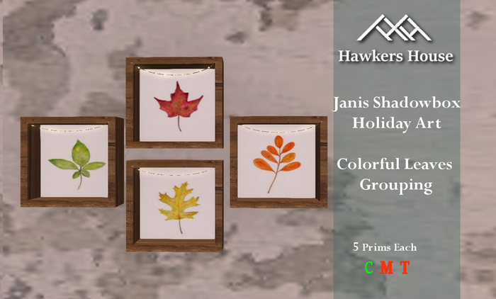 *HH* Janis Shadowbox Holiday Art Colorful Leaves