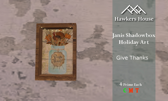 *HH* Janis Shadowbox Holiday Art Give Thanks