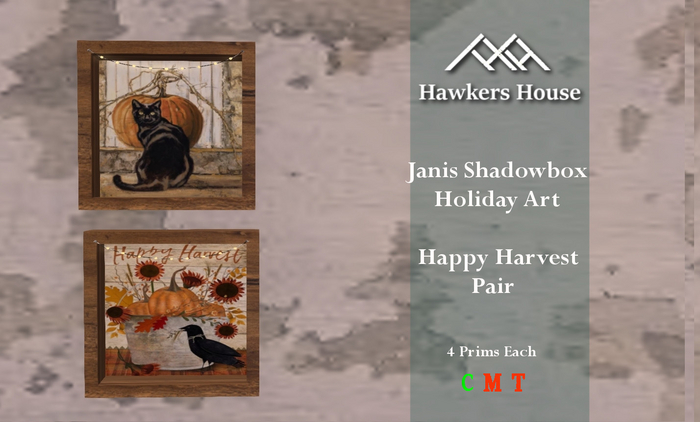 *HH* Janis Shadowbox Holiday Art Happy Harvest Pair