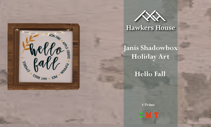 *HH* Janis Shadowbox Holiday Art Hello Fall