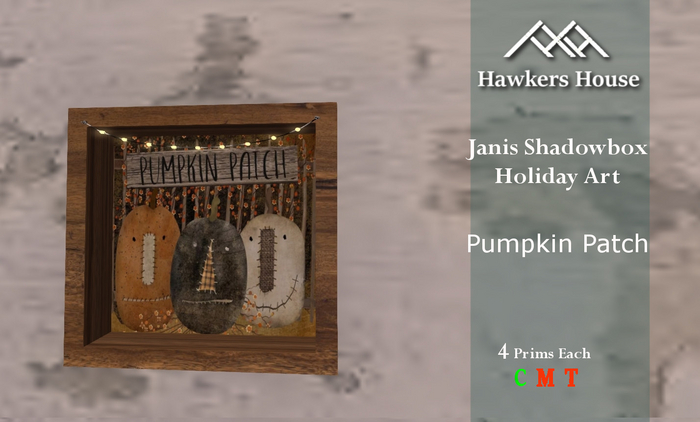 *HH* Janis Shadowbox Holiday Art Pumpkin Patch