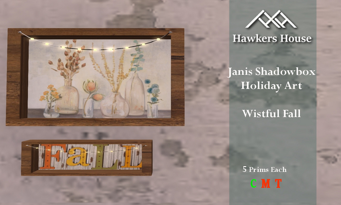 *HH* Janis Shadowbox Holiday Art Wistful Fall
