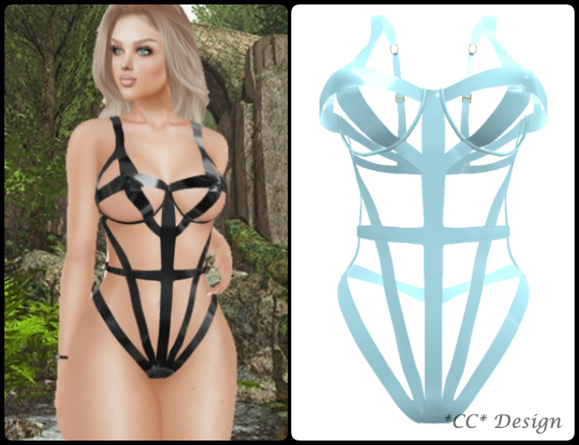 (128) *CC* Angelica Latex Bodysuit Lightblue