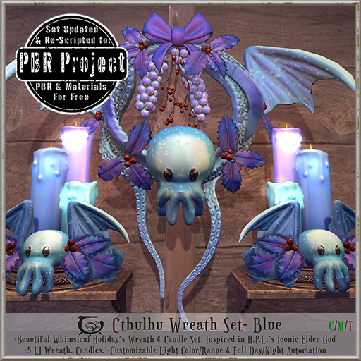 [CC] HPL Critters- Cthulhu Holiday Wreath Set-Blue