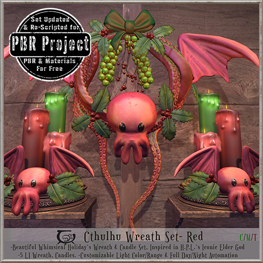 [CC] HPL Critters- Cthulhu Holiday Wreath Set- Red