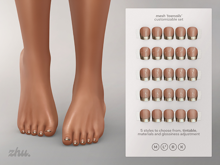 zhu. Khaki mesh toenails