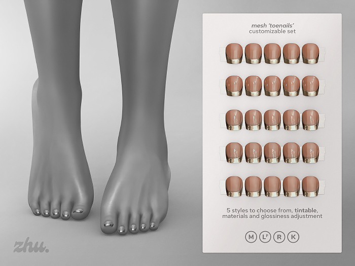 zhu. Khaki mesh toenails DEMO