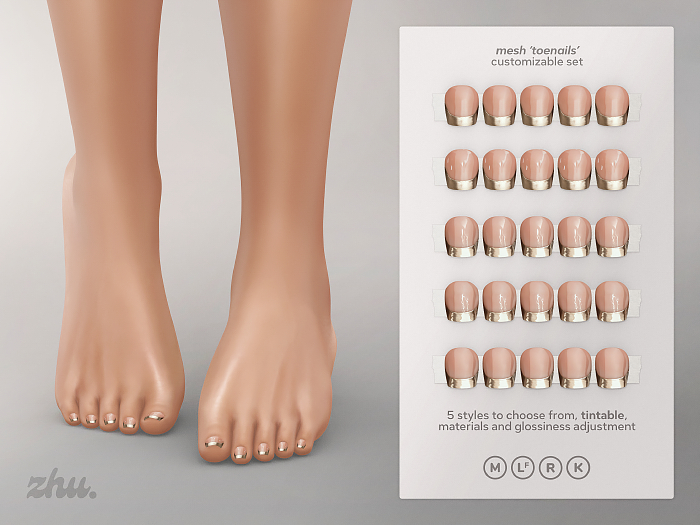 zhu. Khaki mesh toenails II