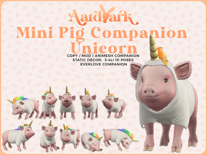 Aardvark : Mini Pig - Unicorn - Pink 