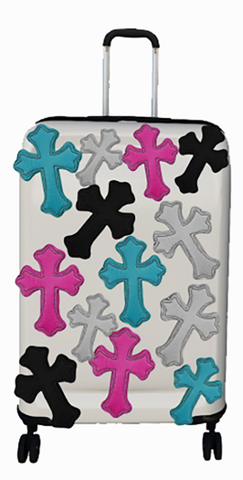Hollyhood Cross Colored Suitcase - White