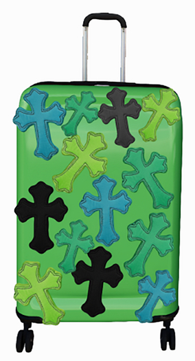Hollyhood Cross Colored Suitcase - Green