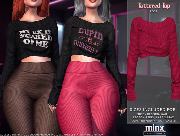 Minx - Tattered Top - Rose (add me)