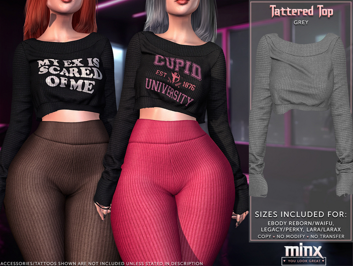 Minx - Tattered Top - Grey (add me)