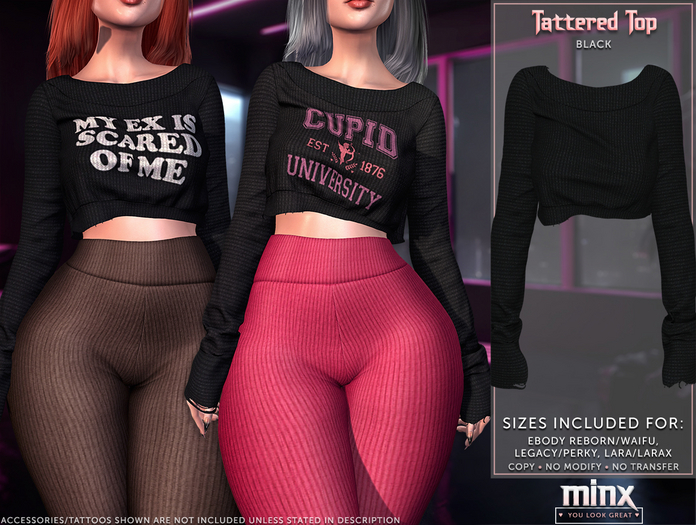 Minx - Tattered Top - Black (add me)