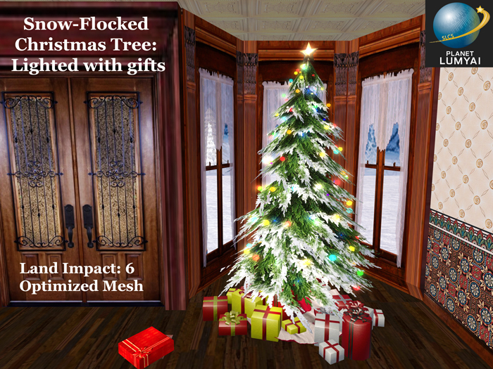 Christmas Tree: Snow-Flocked & Lighted:w/ gifts - Standard Ver.