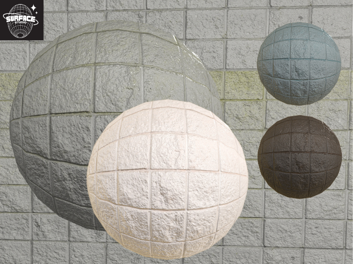 PBR Concrete Square Tiles Wall