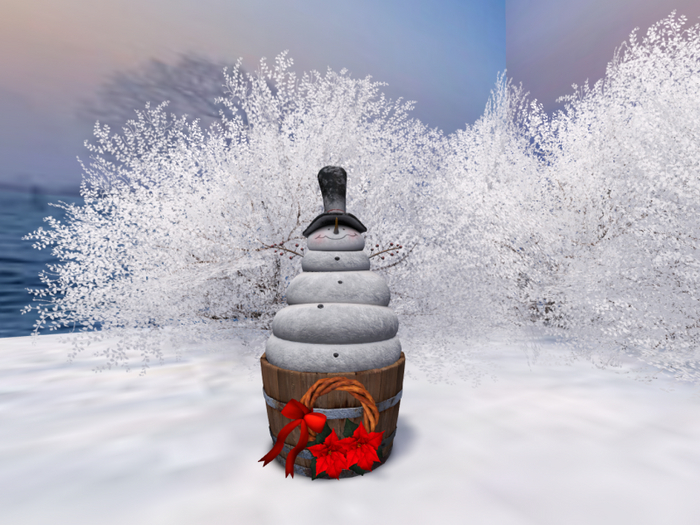 Wooden Barrel with Snowman 2