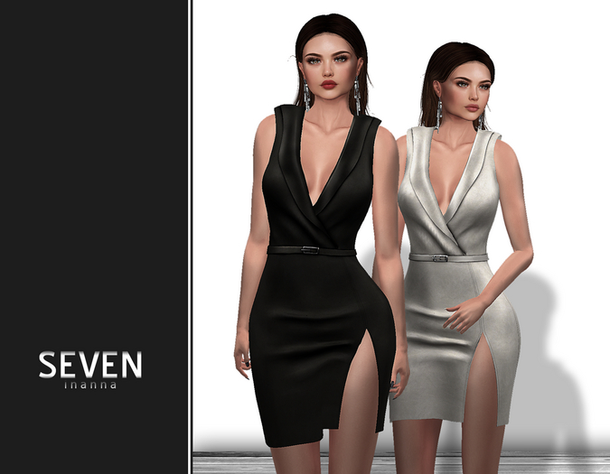 SEVEN - Inanna Mesh Dress (black - white)