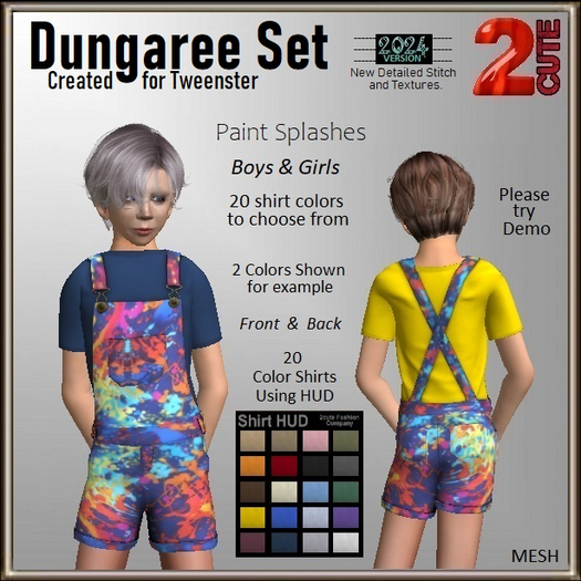 Dungaree Set [2cute] Paint Splashes