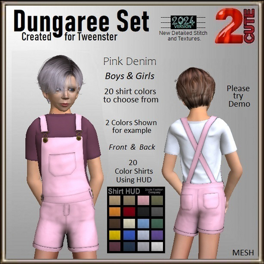 Dungaree Set [2cute] Pink Denim