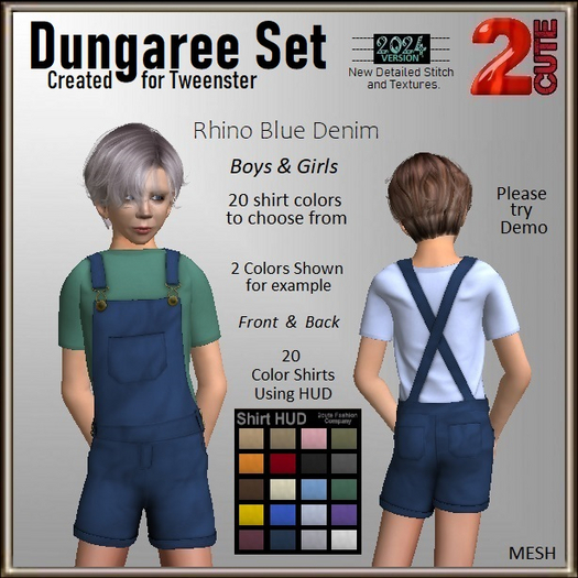 Dungaree Set [2cute] Rhino Blue Denim