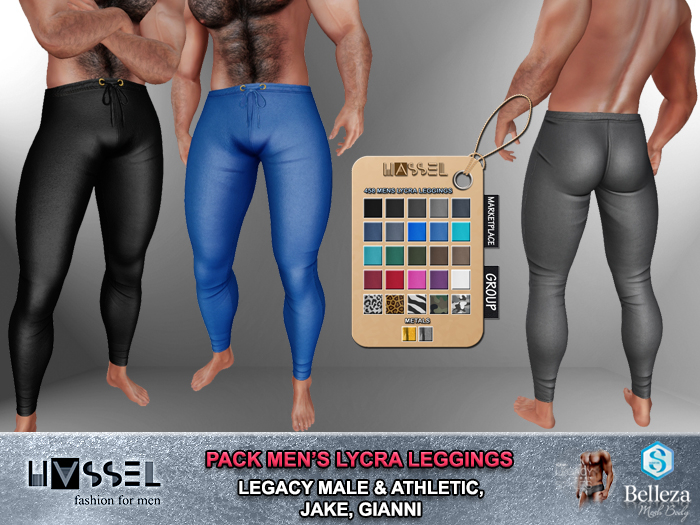 (HASSEL) PACK MENS LYCRA LEGGINGS LEGACY MALE, LEGACY ATHLETIC, JAKE, GIANNI 458