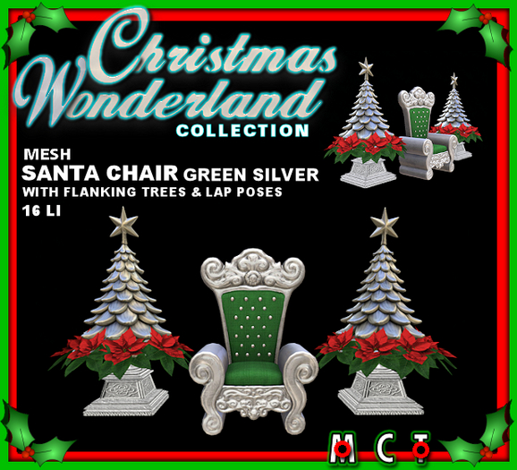 Santa Chair Green and Silver