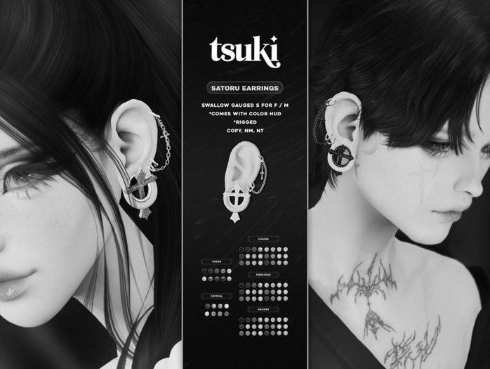 !DEMO!  tsuki. satoru earrings {Swallow Gauged S human}