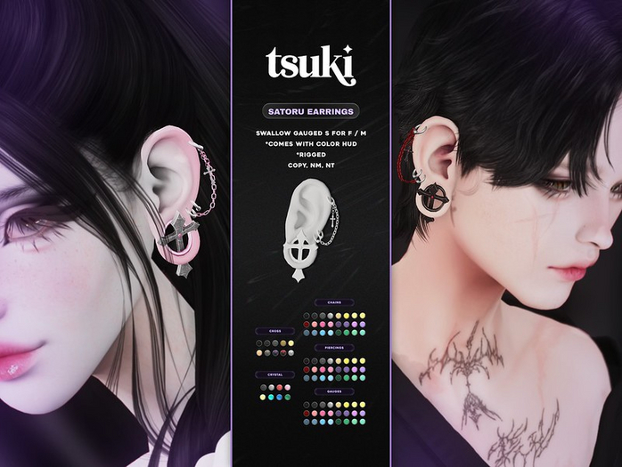 tsuki. satoru earrings {Swallow Gauged S human F}