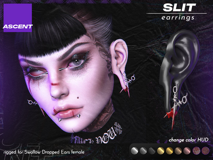 ASCENT - Slit Earrings (Dropped Ears F)