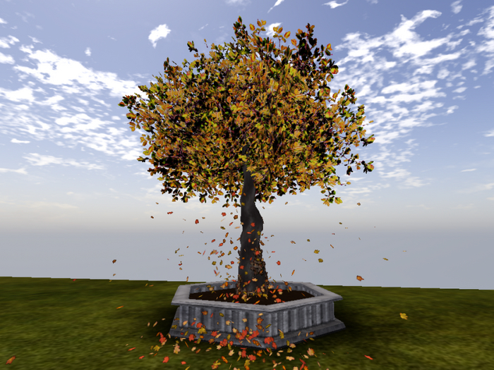 Autumn tree with ıvy anf flying leaves